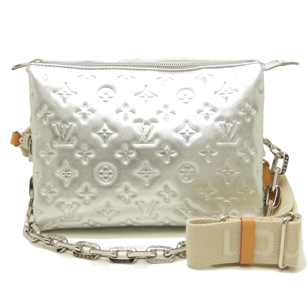 Louis Vuitton Coussin PM Lambskin Leather Shoulder Bag Silver